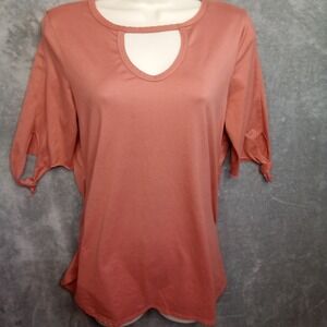 Kristin Nicole Womens Coral Cutout Neck Dolman Sleeve Top Shirt‎ Blouse Medium